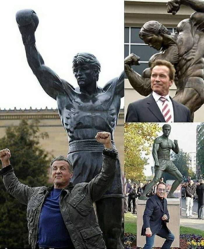 Legends - Sylvester Stallone, Jean-Claude Van Damme, Arnold Schwarzenegger, Monument, Collage