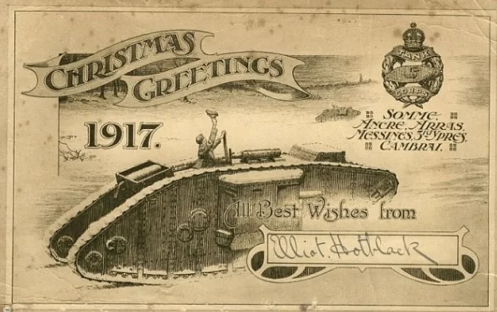 Christmas tanks - World War I, Postcard, Christmas, Great Britain, Tanks, Past, Story