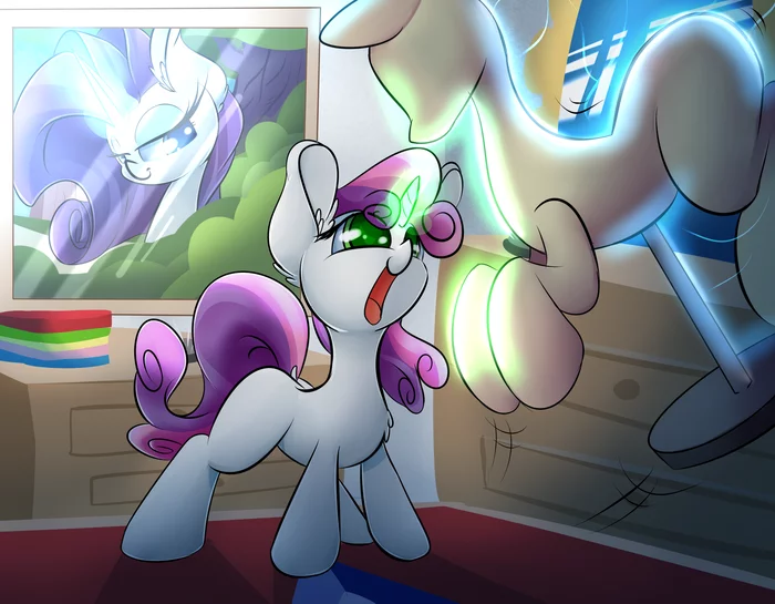 Первые успехи в левитации - My Little Pony, Rarity, Sweetie Belle, Madacon