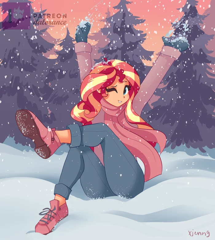 Winter Sunset - My little pony, Xjenn9, Sunset shimmer, Equestria girls, Winter