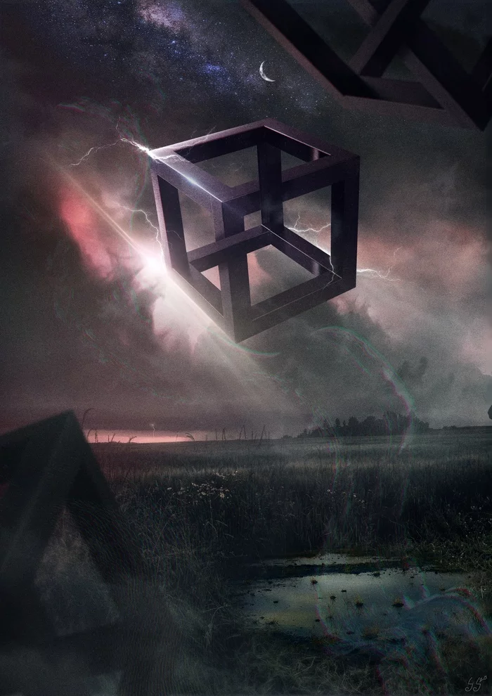 Cube - My, Art, Photoshop, Figure, Impossible shapes