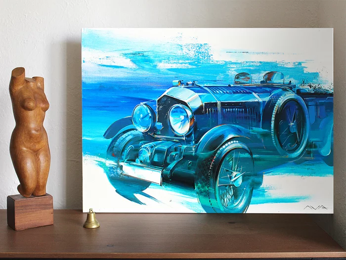 Bentley Blower painting - My, Art, Painting, Oil painting, Auto, Painting, Drawing, Bentley, Vintage