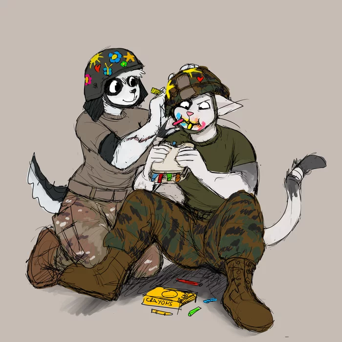 Quality time - Фурри, Furry Art, Furry Canine, Furry Dog, Furry Feline, Furry Cat, Furry Military, Gordonfreeguy