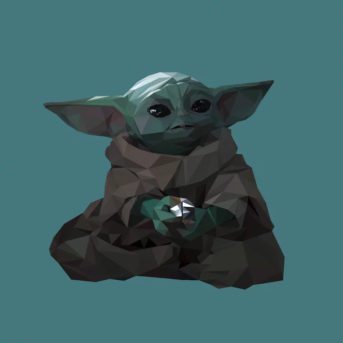 Grogu (Baby Yoda) - My, Grogu, Mandalorian, Art, Low poly, Vector graphics, Star Wars