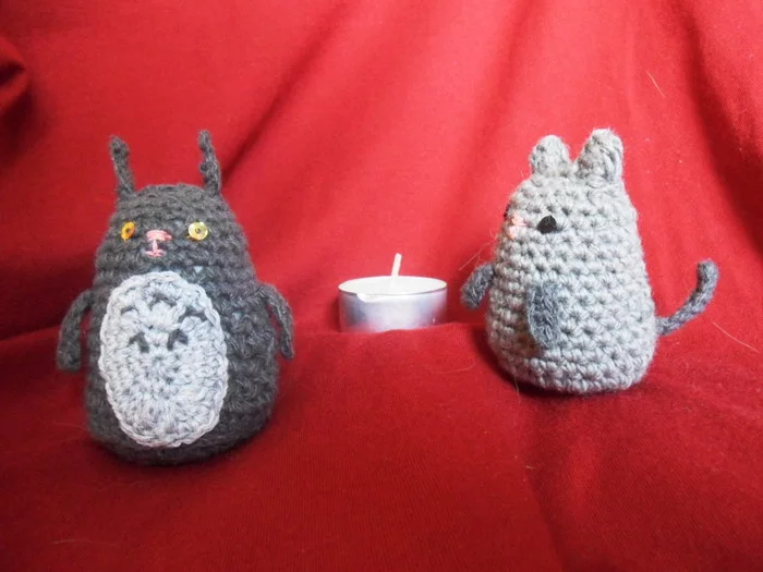 Totoro and the gray cat - My, Amigurumi, Crochet, Knitted toys, cat, Totoro, Longpost, Needlework