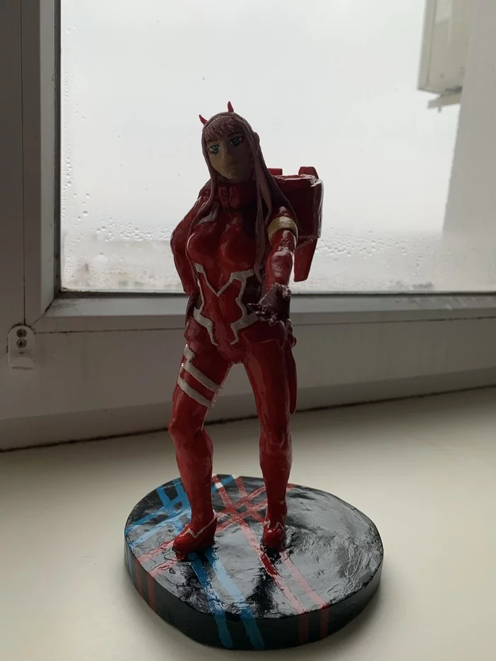 Anime figure Cute in the Franxx, Zero Two - My, Anime, Darling in the Franxx, Zero two, 002, Polymer clay, Plastic, Лепка, Handmade, Video, Longpost