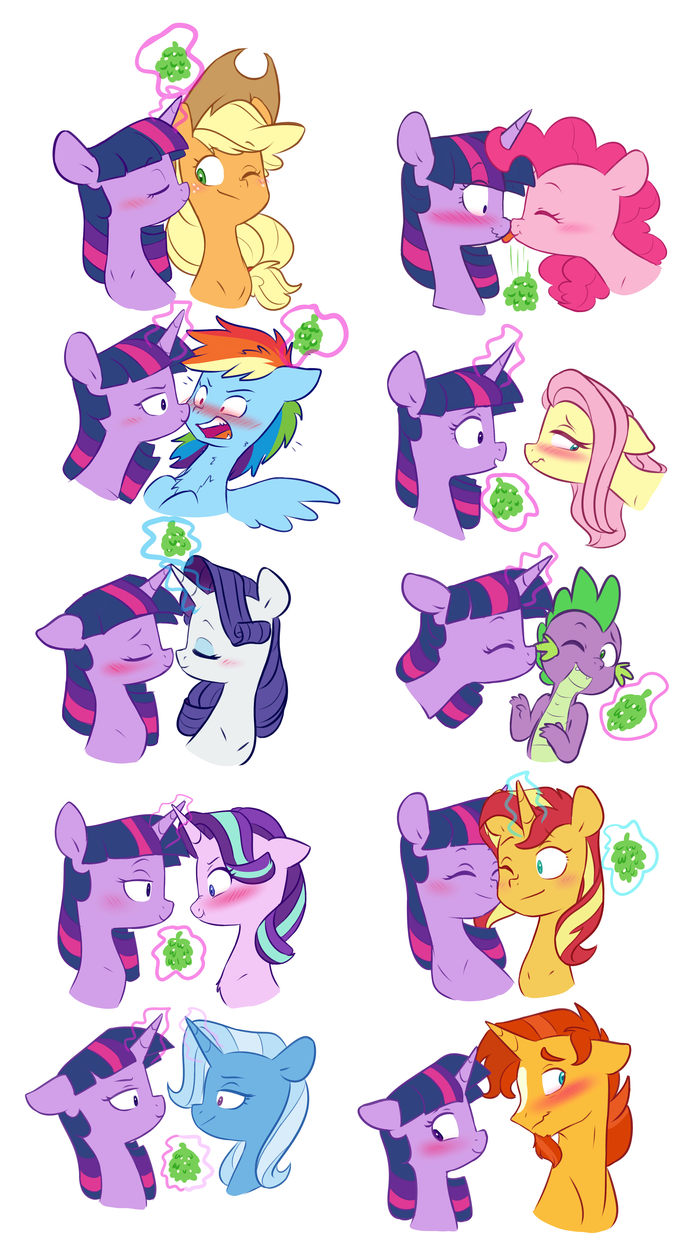  My Little Pony, Ponyart, Mane 6, Spike, Sunset Shimmer, Starlight Glimmer, Trixie, Sunburst, Doodle-mark, MLP Lesbian