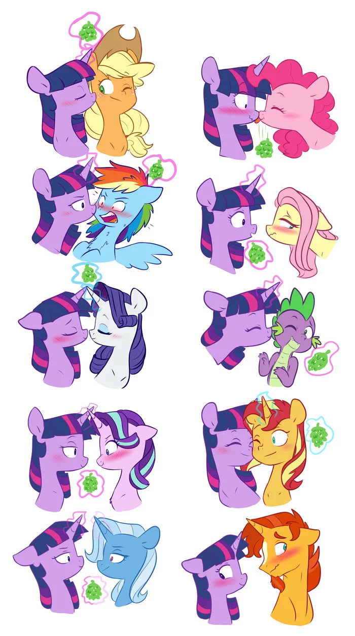 Твайка - My Little Pony, PonyArt, Mane 6, Spike, Sunset Shimmer, Starlight Glimmer, Trixie, Sunburst, Doodle-Mark, MLP Lesbian