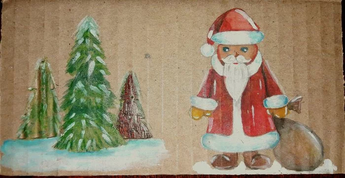 Late postcards for New Year's Eve - My, Postcard, Watercolor, With your own hands, Drawing, Cardboard, New Year