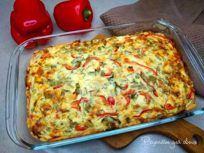 Cheese pie with bell pepper and herbs - My, Food, Pie, Cooking, Kitchen, Recipe, Bell pepper, Cheese, Ricotta, Cheese, Bakery products, Longpost