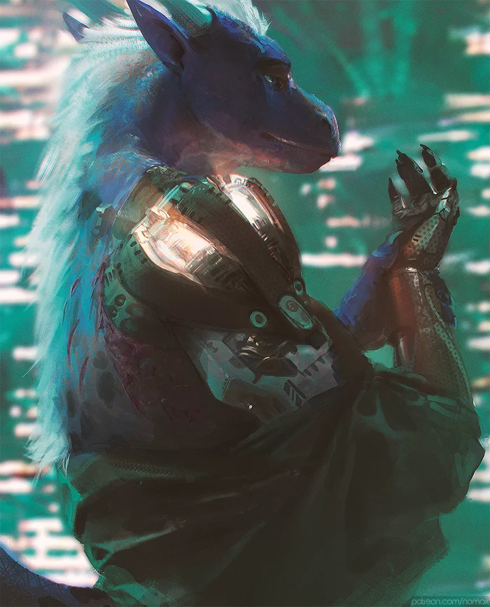 Flesh - Furry, Furry art, Furry scalie, Furry dragon, Cyberpunk, Nomax