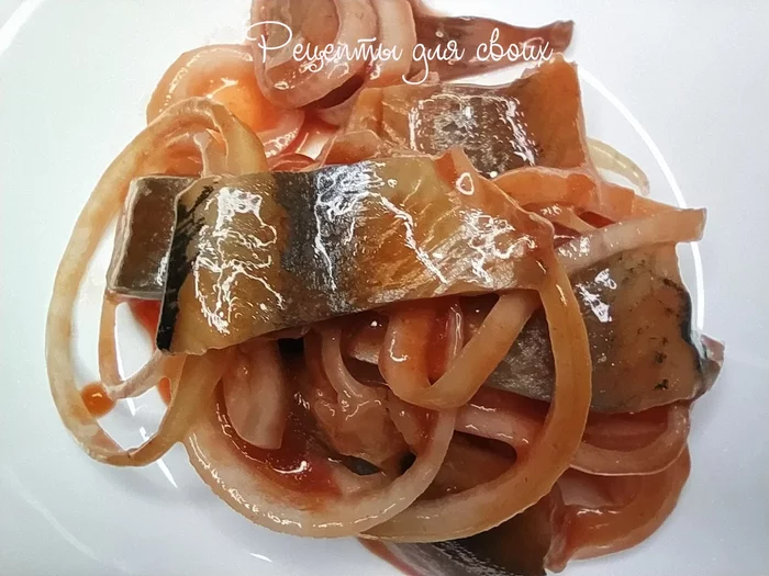 Pickled herring in tomato sauce - My, Food, Kitchen, Cooking, Recipe, Herring, Pickling, Marinade, Snack, Longpost