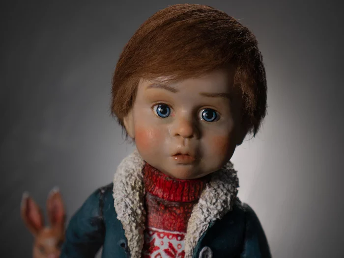 I haven't thought of a name for him yet...) - My, Statuette, Figurines, Polymer clay, Children, Presents, Doll, Art, Winter, Needlework without process, Longpost