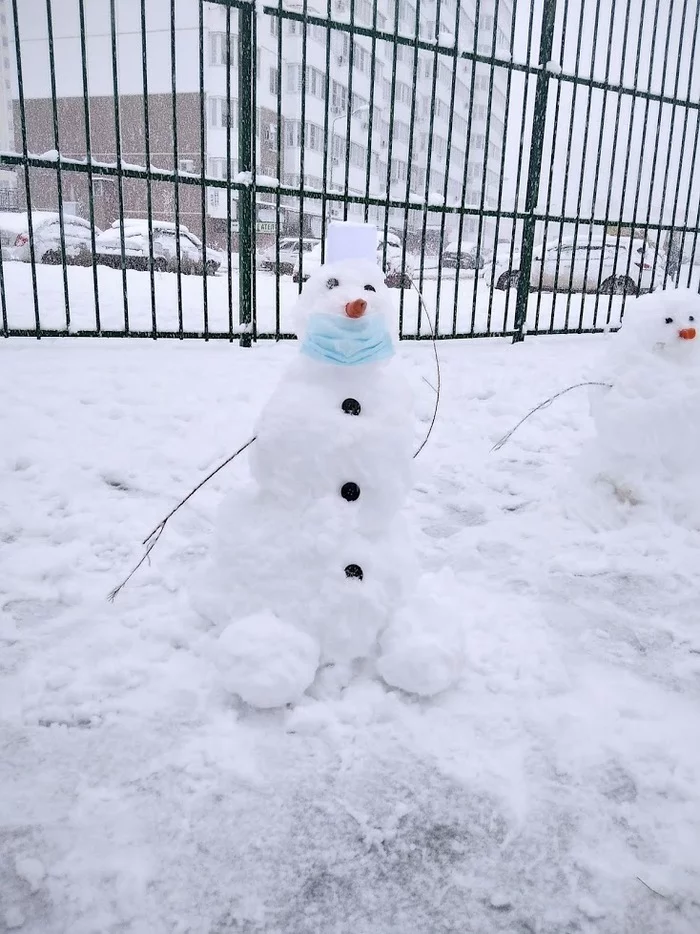 Greetings from Krasnodar - My, Krasnodar, Snow, snowman, Mask, New Year, Joy, Winter