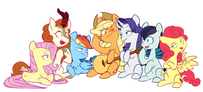  My Little Pony, Ponyart, Applejack, Rarity, Fluttershy, Rainbow Dash, Autumn Blaze, Coloratura, Strawberry Sunrise, Doodle-mark