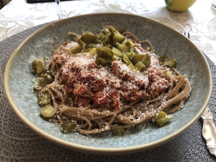 Рецепт пасты с мариноваными огурцами