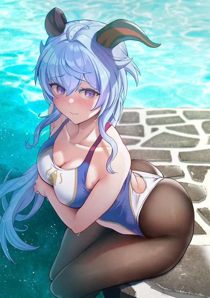 Ganyu - NSFW, Anime, Anime art, Genshin impact, Ganyu (Genshin Impact), Swimsuit