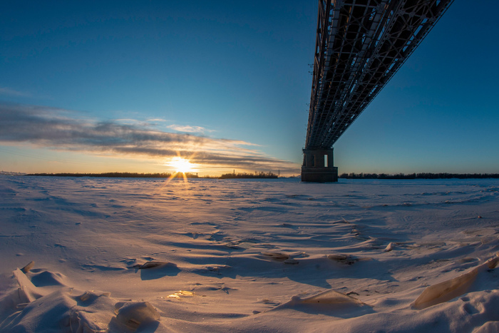 Через замерзший Иртыш Мост, Иртыш, Тобольск, Пейзаж, Фотография, Начинающий фотограф, Canon 70d, Длиннопост