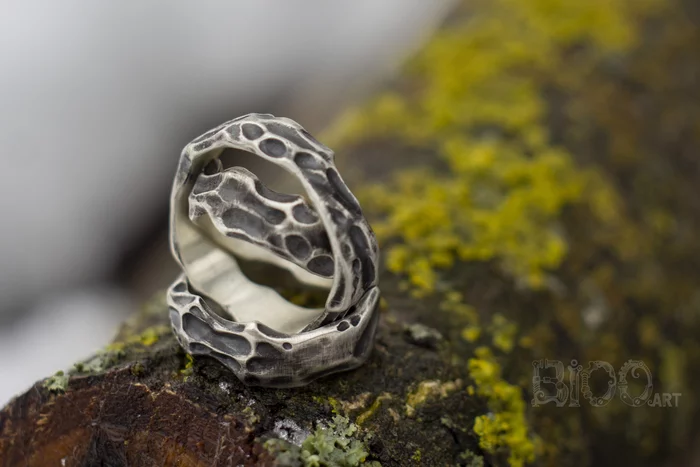 Textured rings - My, Ring, Metal Casting, Handmade, Needlework without process, Silver