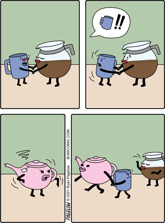 Tea is not coffee - Buni, Pagelow, Kettle, Coffee pot, Кружки, Love, Comics