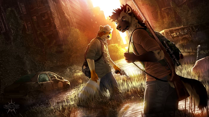 One of us - Furry, Art, Kero Tzuki, Town, Destruction, Furry hyena, Post apocalypse, The last of us