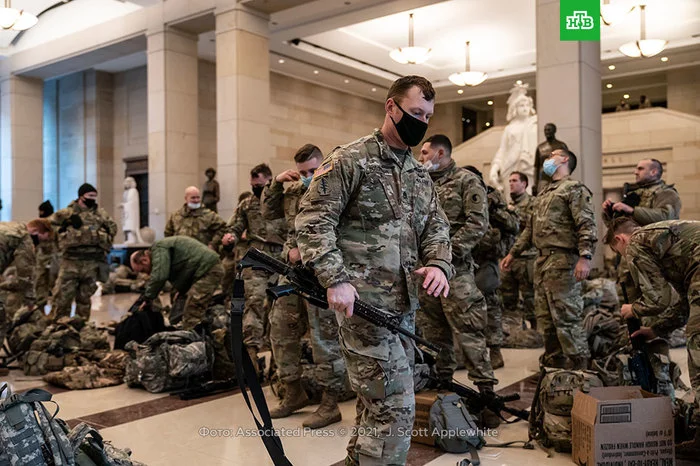 Hundreds of US National Guard soldiers guard the Capitol during the debate on Trump's impeachment - USA, Capitol, Storming of the US Capitol (2021), National Guard, Donald Trump, Impeachment, NTV, Twitter, Society, news, Longpost, Politics, The photo, X (Twitter)