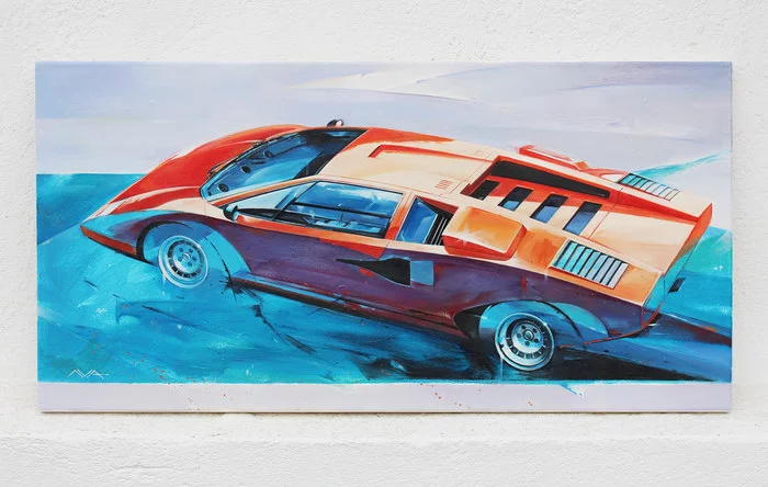 Picture of a Lamborghini Countach car - My, Oil painting, Auto, Painting, Lamborghini, Lamborghini Countach, Drawing, Collection