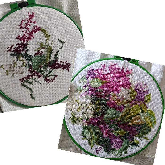 Lilac. Cross-stitch - My, Cross-stitch, Lilac, Needlework with process, Needlework