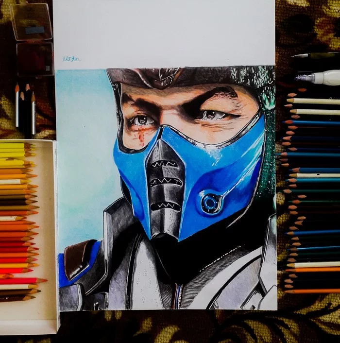 I will show you mercy  ,Sub zero - My, Mortal kombat, Drawing, Art, Fan art, Sub Zero, Artist, Colour pencils