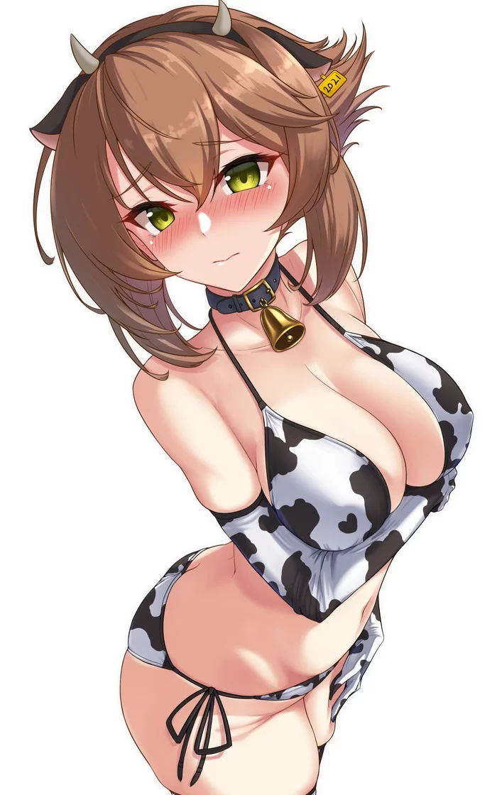 Mutsu - NSFW, Kantai Collection, Mutsu, Cowsuit, Бикини, Купальник, Аниме, Anime Art, Девушки, Арт, Сиськи