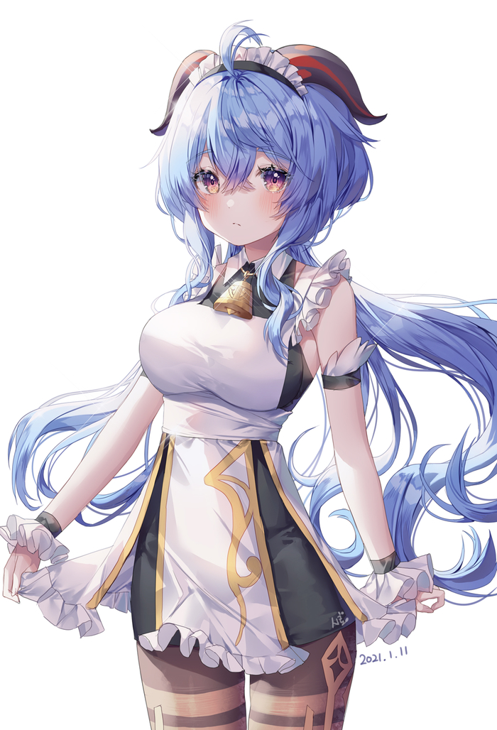  Anime Art, , Ganyu (Genshin Impact), Genshin Impact, Shiro albino