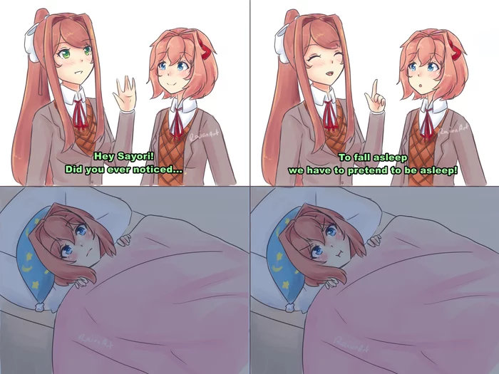 It will be a sleepless night - Doki Doki Literature Club, Sayori, Monika, Comics, Visual novel