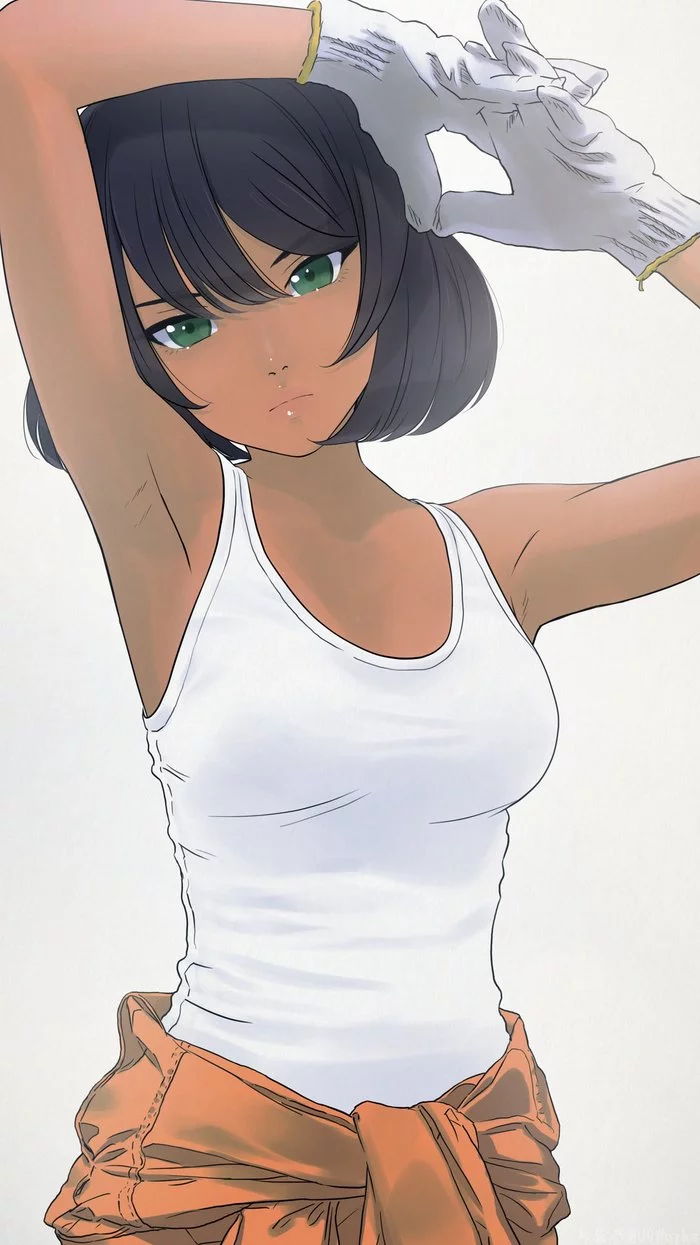 Hoshino - Girls und panzer, Anime, Anime art, Hoshino, T-shirt, Overalls, Longpost