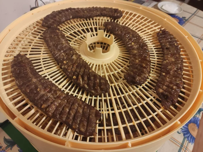 Beer/hunting sausages in a dehydrator - Cooking, Recipe, Hunting sausages, Meat, Longpost, Dehydrator, Homemade sausage