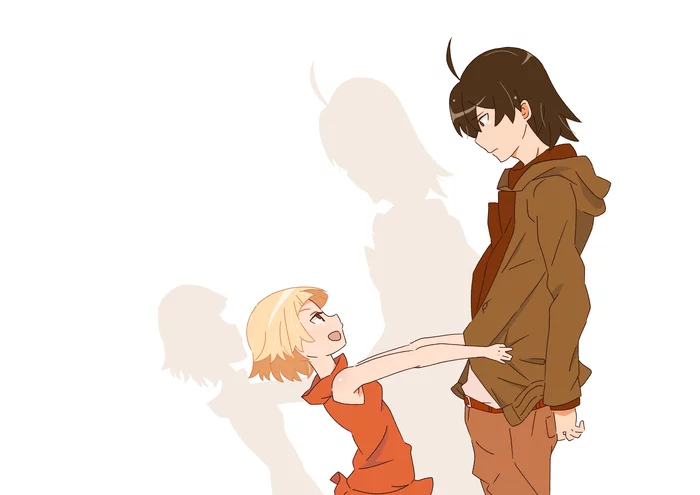 Araragi & Kiss-Shot - Monogatari series, Araragi koyomi, Kiss-Shot Acerola-orion Heart-under-blade, Anime art, Kizumonogatari, Anime