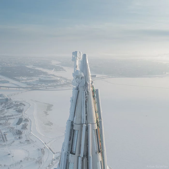 Winter at an altitude of 462 meters - My, Lakhta Center, Saint Petersburg, Skyscraper, Quadcopter, freezing, Video, Longpost, Accordion