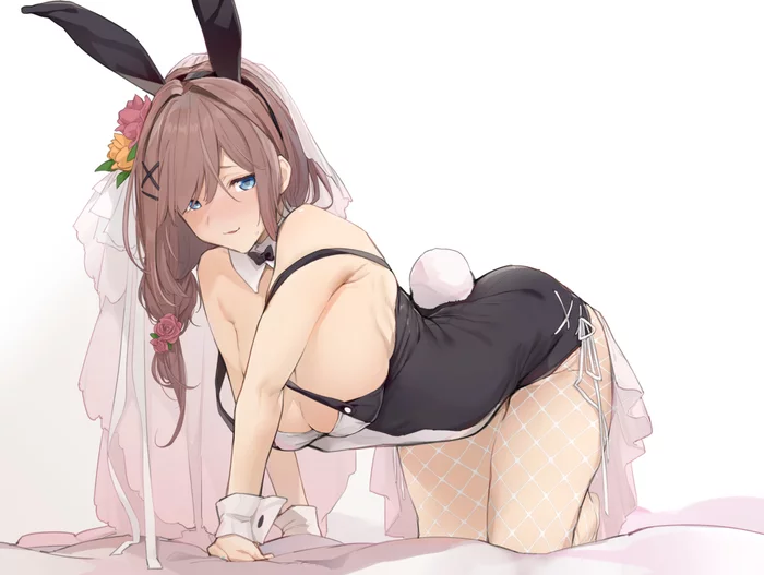 Lulu - NSFW, Art, Anime art, Lulu suzuhara, Virtual youtuber, Nijisanji, Bunnysuit, Breast, Hand-drawn erotica, Erotic