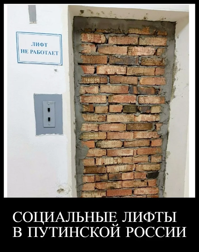 Social elevators in Putin's Russia - Social elevator, Elevator, Russia, Inequality, Negative, Picture with text, Humor, Politics, Demotivator