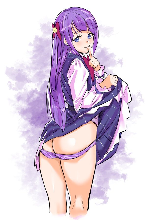 Kaguya Madoka - NSFW, Anime, Art, Anime art, Precure, Girls, Back view, Booty, Underwear, , Hand-drawn erotica, Erotic, 