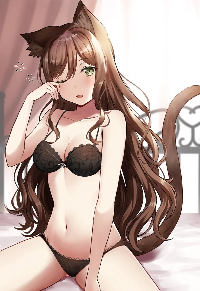 Neko Lisa - NSFW, Anime, Anime art, Bang Dream!, Imai Lisa, Underwear, Breast, Pantsu, Animal ears