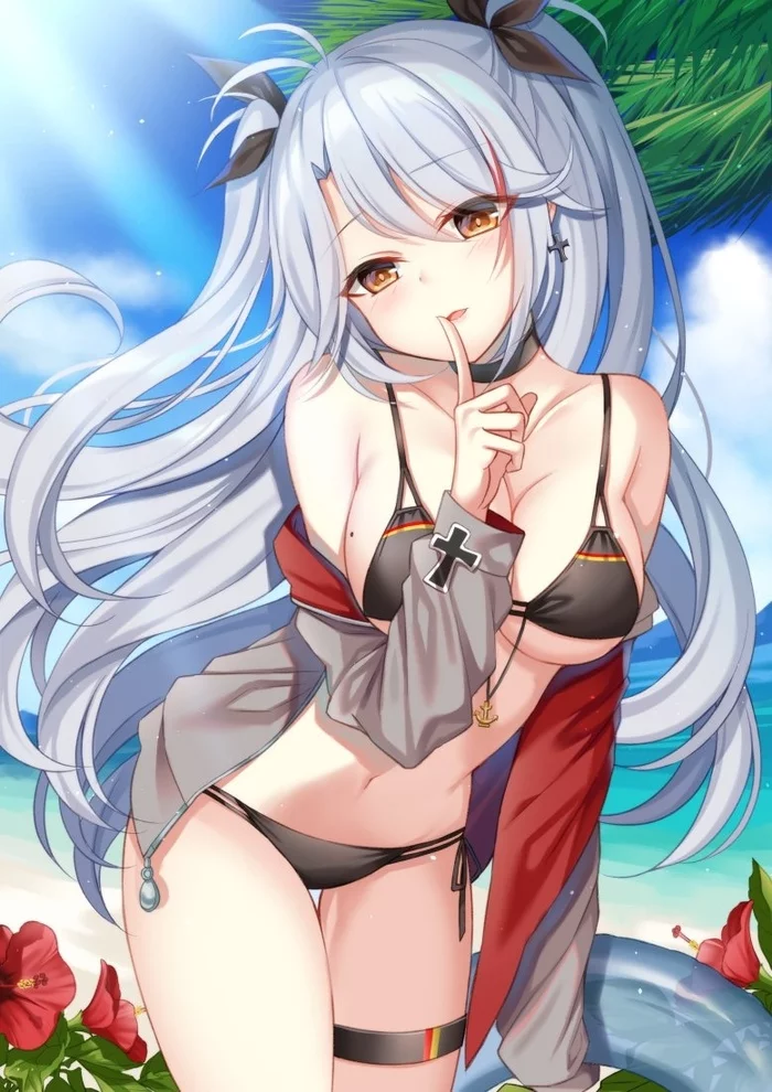 Eugen - NSFW, Anime, Anime art, Azur lane, Prinz Eugen, Swimsuit