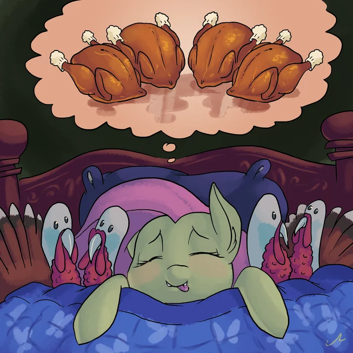 Fluttershy loves turkey very much - My little pony, Fluttershy, Turkey, Docwario