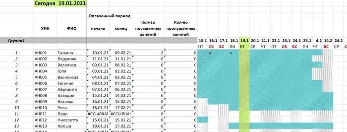 Создание программ тренировок в excel