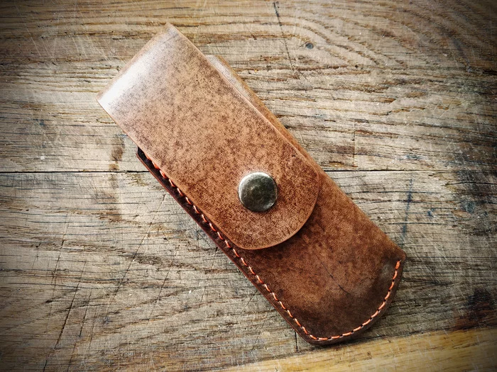Leather case for Victorinox folding knife - My, With your own hands, Handmade, Leather, Needlework without process, Longpost, Sheath, Leather products