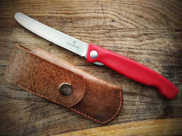 Leather case for Victorinox folding knife - My, With your own hands, Handmade, Leather, Needlework without process, Longpost, Sheath, Leather products