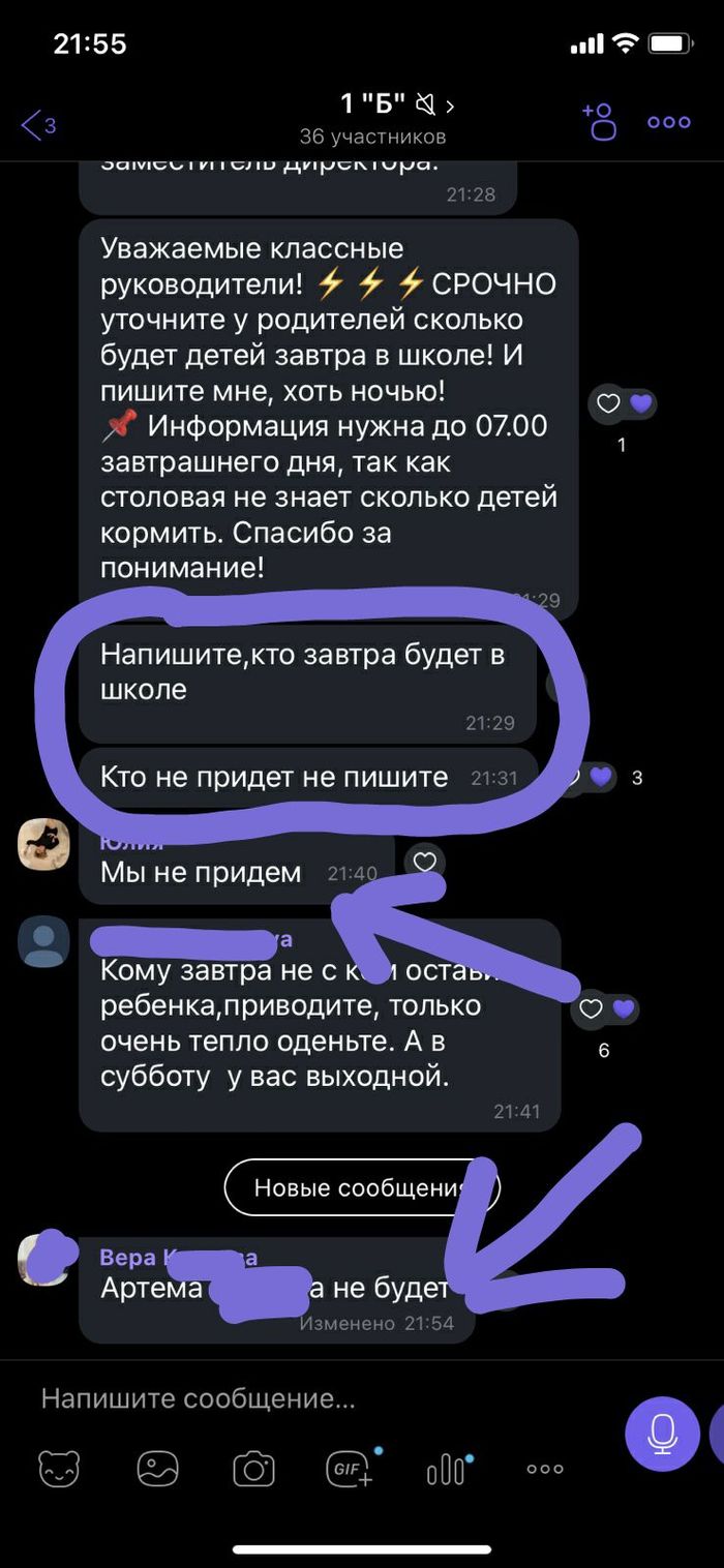 Особенности родительского чата