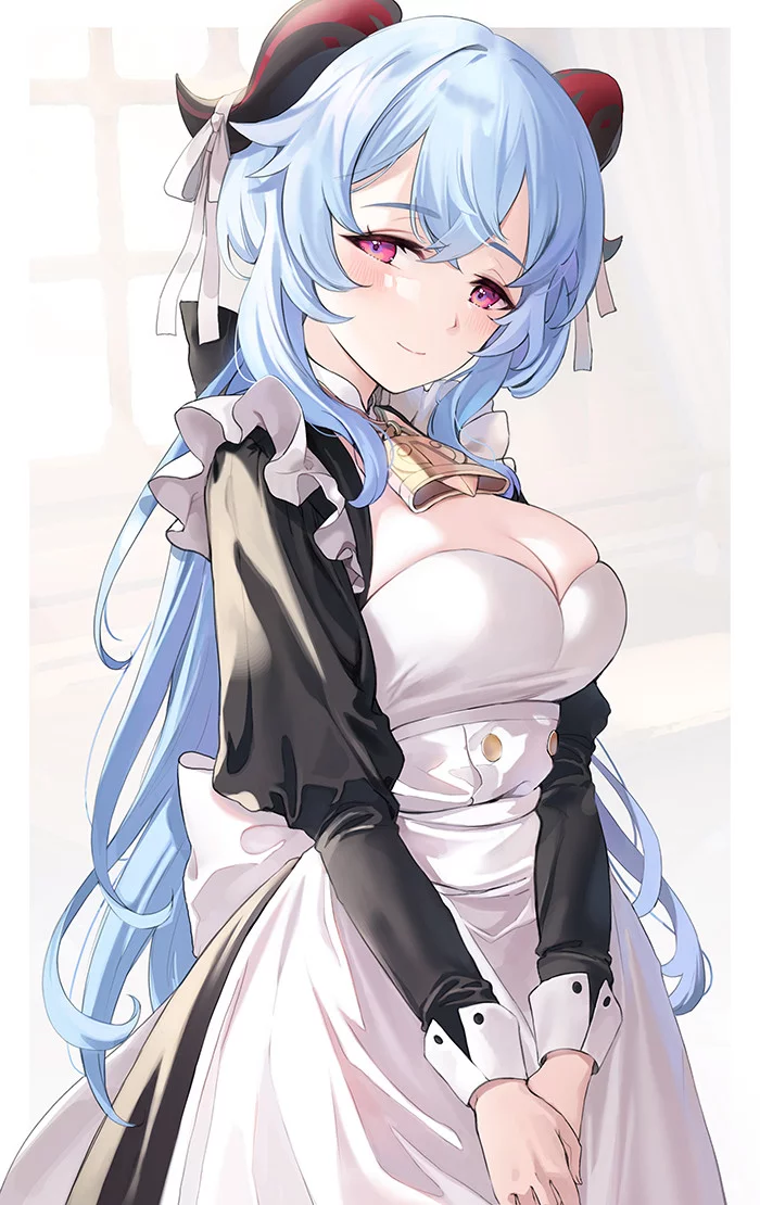 Dawn winery's new maid - Genshin Impact, Ganyu (Genshin Impact), Горничная, Аниме, Anime Art, Арт, Девушки, Рога