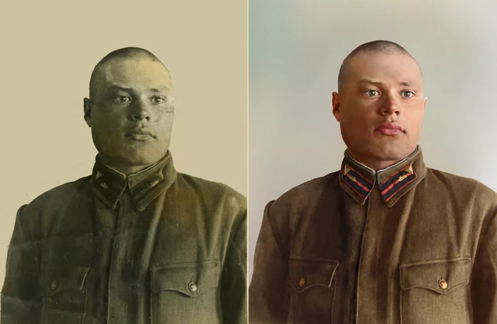 Colorization of a photo of a veteran veteran tanker, at the request of a pikabuster - My, The Great Patriotic War, Soviet army, The soldiers, Tankers, Heroes, Winners, Colorization
