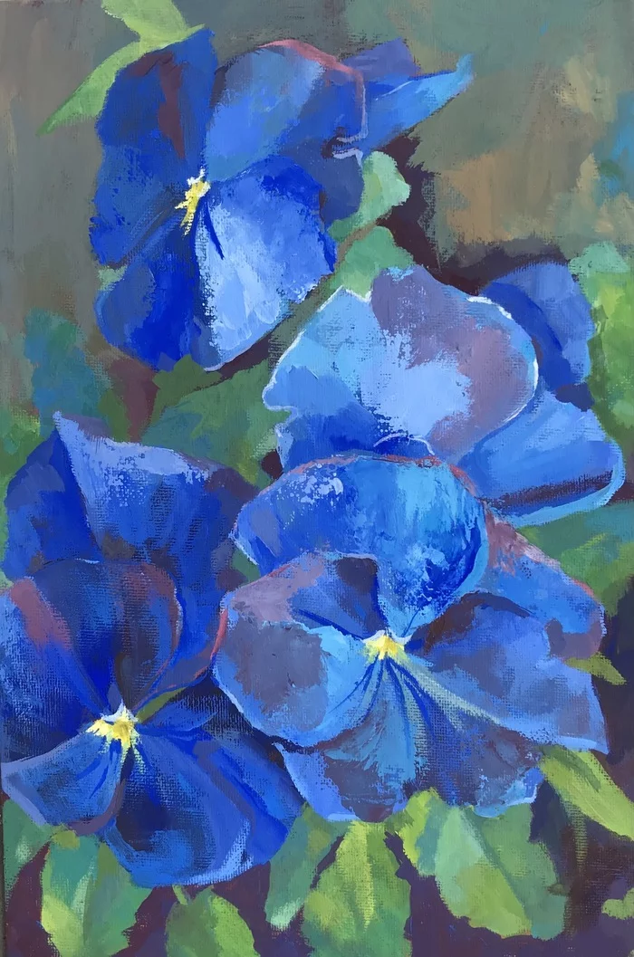 Pansies - My, Flowers, Luboff00, Summer, Pansies, Painting, Tempera, Creation