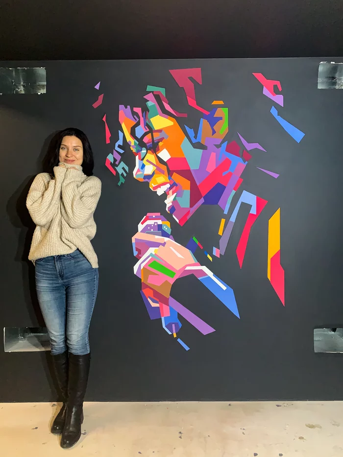 Post #7976309 - My, Michael Jackson, Wall painting, Airbrushing, Art, Artist, Process, Drawing, Low poly, Painting, League of Artists, Graffiti, Handmade, Painting, Video, Longpost, Needlework with process